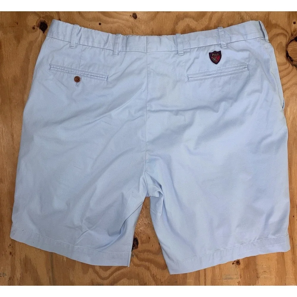 Ralph Lauren Polo Golf Chino Shorts‎ Baby Blue Khaki Crest Logo 38 Twill Stretch